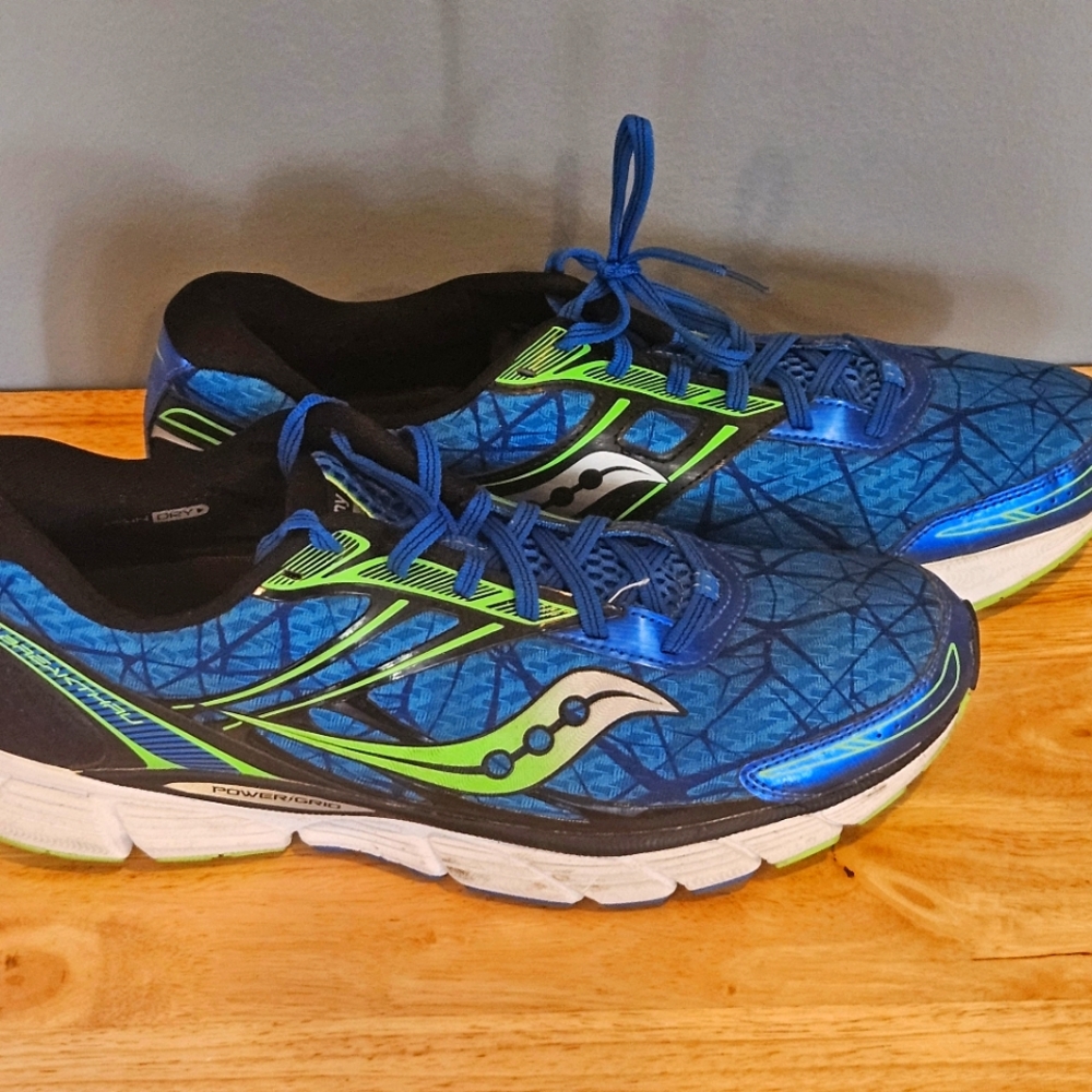 Saucony, Men's 13, blue, Green & Black